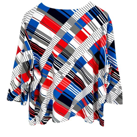 Alfred Dunner Plus Size 2X Red White Blue Artsy Blouse Shirt Top Summer Comfy - Picture 7 of 7